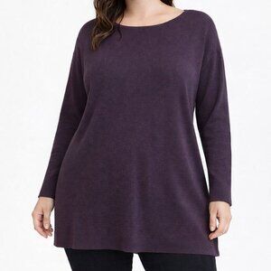 J Jill  Womens 100% Extra Fine Merino Wool Sweater Large Minimalist Purple